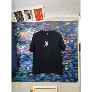 Playboy x Color Bars Mens Black Tokyo Japan Ace of Spades Graphic T-Shirt L